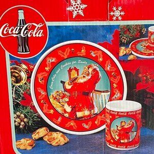 1998 Enesco Cookies For Santa Plate And Tumbler NEW​​​​​​​​​​​​